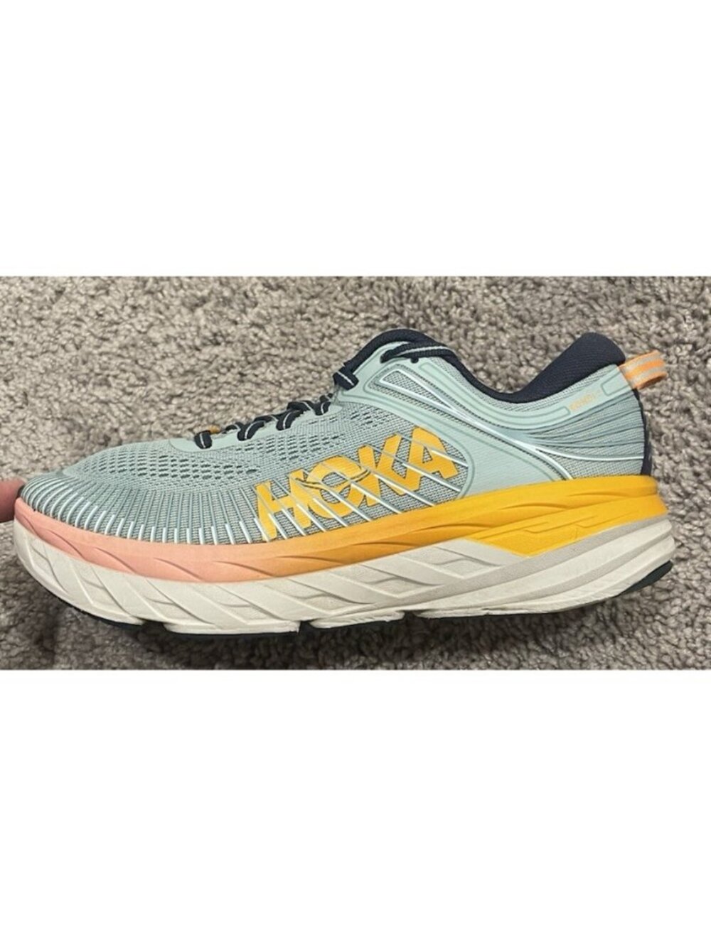 Hoka One One Women's Bondi 7 Running Shoes Size 7.5 Blue Haze Black Iris BHBI